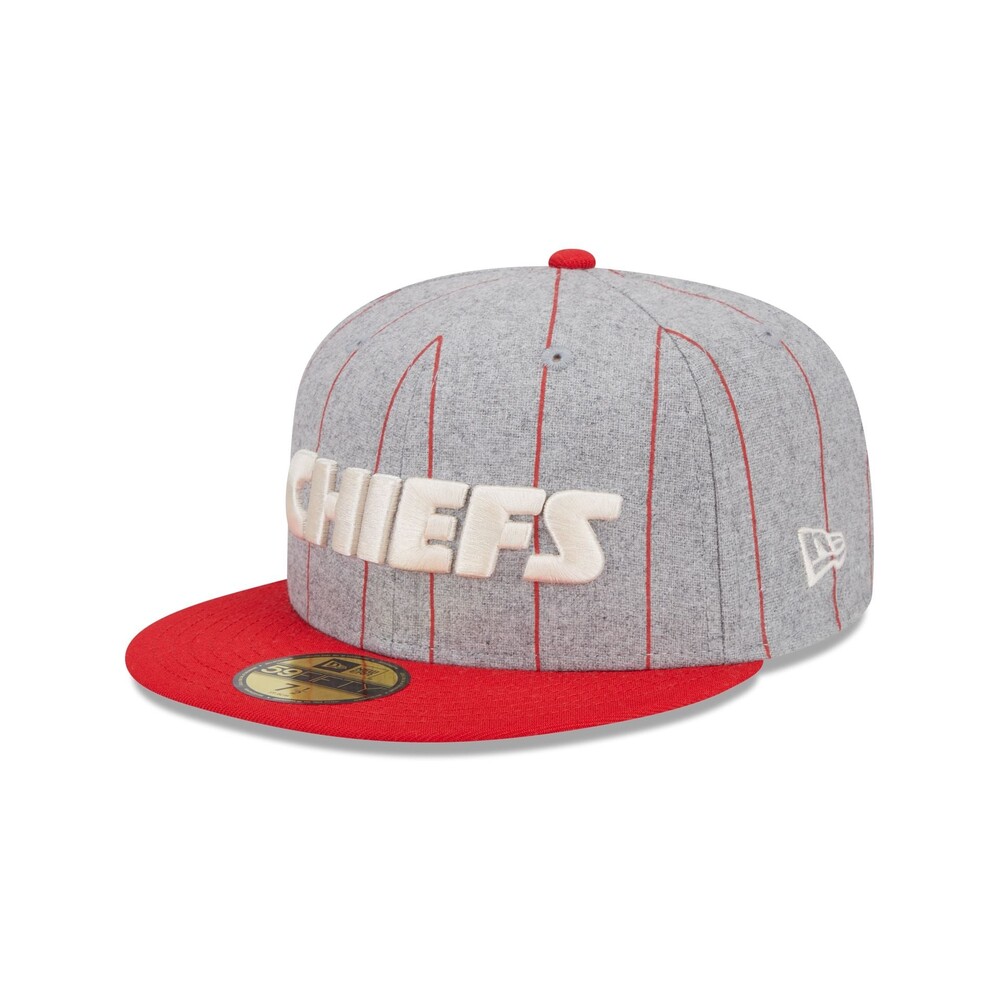 New Era Kansas City Chiefs Heather Pinstripe 59FIFTY Fitted Hat - Size 8